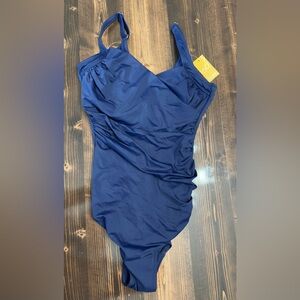 NWT Delimira Women’s Navy Blue One-Piece Underwire Swimsuit Size 34C